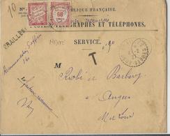 Lettre (PTT) De Prailles Pour Angers - 1927 - Non Affranchie, Avec Taxation Mixte (taxe N°33 + N°48) - 1859-1959 Storia Postale