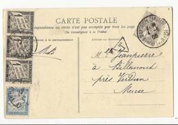 Carte Postale (1906) - Marseille à Billemont - Affranchie à 1ct Et Taxée à 8 Cts - 1859-1959 Lettres & Documents