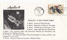 USA 1969 Apollo-9 Spacecraft Launched By Saturn V Commemoraitve Cover - Noord-Amerika