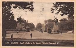 08558 "TORINO - PONTE UMBERTO I E CORSO VITTORIO E. II" ANIMATA, TRAMWAY, AL RETRO E. MAINA. CART SPED 1933 - Ponti