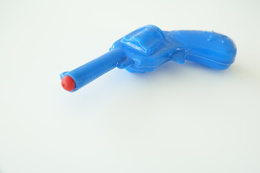 Vintage TOY GUN : PLASTIC REVOLVER BLUE - L=15cm - 1950s - Keywords : Cap - Cork Gun - Rifle - Revolver - Pistol - - Decorative Weapons