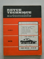 REVUE ET ETUDE TECHNIQUE AUTOMOBILE N° 291/292 - SIMCA 1100 - MATRA M 530 - FIAT - 1970 - Auto