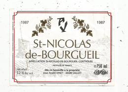 étiquette De Vin, SAINT NICOLAS DE BOURGUEIL , André VINET , 44 , VALLET - Vino Tinto