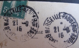 A181 - POSTE MARITIME - CPA D'ALGER - CàD : MARSEILLE PAQUEBOT 1915 - COURRIER POSTE EN PLEINE MER - Correo Marítimo