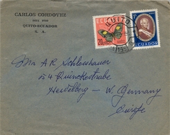 1961 , ECUADOR , SOBRE COMERCIAL CIRCULADO ENTRE QUITO Y HEIDELBERG - Ecuador