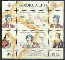 1992 Cyprus (Turkish Post) Europa: Discovery Of America Minisheet (** / MNH / UMM) - 1992