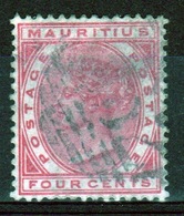 Mauritius Queen Victoria 1883  Four Cent Carmine Stamp. - Mauritius (...-1967)