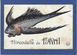 CPA Premier Avril Poisson écrite Poisson Humanisé Position Humaine Hirondelle - April Fool's Day