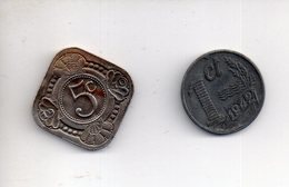 Sac X  : Monnaie Coin Lot De 2 Pièces Pays Bas Netherland 5 C 1970 + 1 C 1942 - Autres & Non Classés