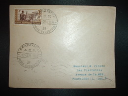 LETTRE TP AEF REGION DU TCHAD 20c OBL.17 JUIL 1938 BRAZZAVILLEAAEF 3E FOIRE EXPOSITION - Lettres & Documents