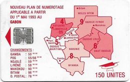 Gabon - OPT - Map Of Gabon (Red), SC7, Cn.C35141530, (Innovatron Logo Up Right Corner), 150Units, Used - Gabon