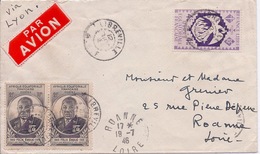 AEF - LETTRE PAR AVION LIBREVILLE POUR ROANNE LOIRE 1ERE LIAISON AERIENNE AEF FRANCE 1946 - Briefe U. Dokumente