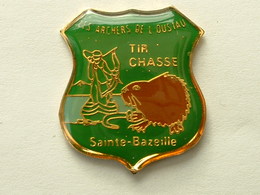 Pin's  TIR A L'ARC - LES ARCHERS DE L'OUSTAU - TIR CHASSE - SAINTE BAZEILLE - Boogschieten