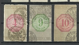 Deutschland Preussen Stempelmarke 4 & 9 & 10 Thaler O - Other & Unclassified