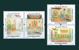 MOROCCO MAROC MORROCCO EUROMED 2018 HOUSES OF THE MEDITERRANEAN MAISONS WATER EAU FOUNTAIN FONTAINE  - JOINT ISSUE - MNH - Agua