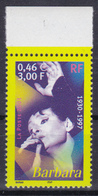 FRANCE 2001 Famous French Singer Barbara (Yv 3396 ) MNH** Luxe - Singers