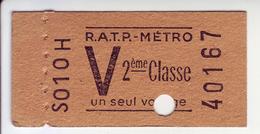- Ancien Ticket De Métro - R.A.T.P. - METRO - - Europe