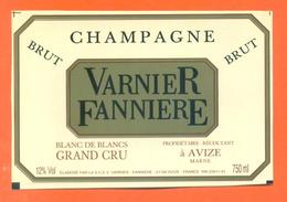 étiquette De Champagne Brut Blanc De Blancs Varnier Fannière à Avize - 75 Cl - Champagne