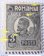 Error  ROMANIA 1922, KING FERDINAND  3b Printed  With White Circle  3...white Spots Of Color, - Plaatfouten En Curiosa