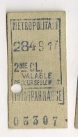 ANCIEN TICKET DE METRO PARIS // MONTPARNASSE   CP1637 - Europe