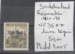 TIMBRES D ALLEMAGNE NEUF ** LUXE SUDETELAND Nr 35 SIGNEES  COTE 50 € - Sudetenland