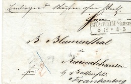1852 - Letter From MÜLHEIM  To Battenfeld /Frankenberg - [1] Préphilatélie