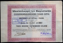 Dutch Indies/Indonesia - Maatschappij Tot Exploitatie Van De Suikeronderneming "Somo Bito" - Aandeel 2.500 Gulden - 1893 - Non Classés