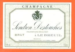 étiquette De Champagne Brut Sendron Destouches à Le Breuil - 75 Cl - Champagne