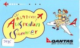 Télécarte  JAPON * QANTAS  * (2475) * AVIATION * AIRLINE Phonecard  JAPAN AIRPLANE * FLUGZEUG - Avions