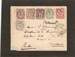 1902 Lettre Affranchissement Composé 6 Couleurs - Autres & Non Classés