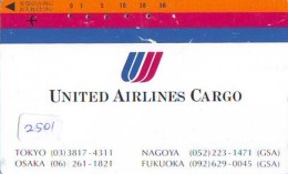 Télécarte  JAPON * UNITED AIRLINES *  (2501)  AVIATION * AIRLINE Phonecard  JAPAN AIRPLANE * FLUGZEUG - Avions