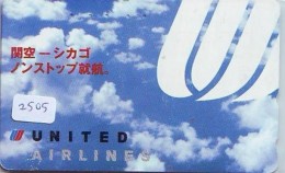 Télécarte  JAPON * UNITED AIRLINES *  (2505)  AVIATION * AIRLINE Phonecard  JAPAN AIRPLANE * FLUGZEUG - Avions