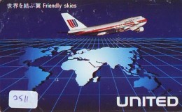 Télécarte  JAPON * UNITED *  (2511)  AVIATION * AIRLINE Phonecard  JAPAN AIRPLANE * FLUGZEUG - Avions