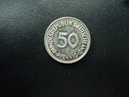 RÉPUBLIQUE FÉDÉRALE ALLEMANDE : 50 PFENNIG 1990 D    KM 109.2      SUP+ - 50 Pfennig