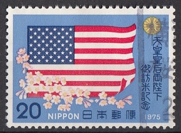 Giappone 1975 Sc. 1233 Bandiere American Flag And Cherry Blossoms Used Nippon Japan - Francobolli