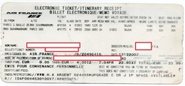 AIR FRANCE Billet Electronique Electronic Ticket - Tickets