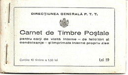 ROMANIA, 1939, Booklet 3, 40x 1.50 Lei Green (Mi 572) - Carnets