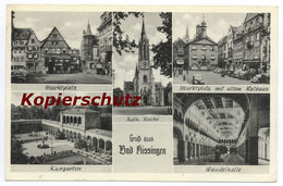 Bad Kissingen Marktplatz Kirche Kurgarten Wandelhalle 1950 Ansichtskarte - Bad Kissingen