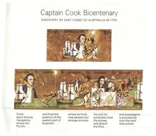 (191) Australia - Mint Mini Sheet (not Perforated) Captain Cook Bicentenary - 1970 - Mint - Variétés Et Curiosités