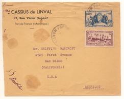 Lettre  Pour Les USA Avec 1F50 Expo 1937 + 25c Basse Pointe  Jolie Pièce - Storia Postale