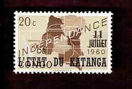 Katanga. OBP-COB. 1960 - N°40. *CONGO INDEPENDANCE. SURCHARGES "11 JUILLET DE L'ETAT DU KATANGA".  20c. Neuf - Katanga