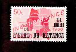 Katanga. OBP-COB. 1960 - N°40. *CONGO INDEPENDANCE. SURCHARGES "11 JUILLET DE L'ETAT DU KATANGA".  50c. Neuf - Katanga