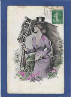 CPA Cheval Chevaux Femme Girl Women Illustrateur Circulé - Horses
