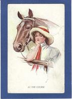 CPA Cheval Chevaux Femme Girl Women Illustrateur Circulé - Horses