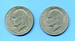 2 Pièces: One Dollar - Eisenhower - United States: Argent Massif: 1972 - Andere