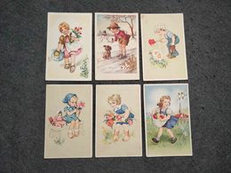 ANTIQUE POSTCARD LOT X 6 ILLUSTRATOR UNSIGNED CHILDRENS NEW AND USED - 1900-1949