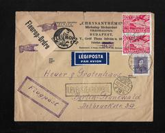 Hungary-1937 Postage Paid 56 F On Budapest Airmail Letter Cover To Germany  ►RRR◄ - Lettres & Documents