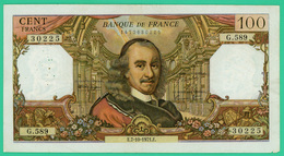 100 Francs - France -  Corneille - N° G.589 30225 / E.7-10-1971.E.  - TTB+ - - 100 F 1964-1979 ''Corneille''