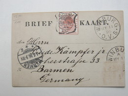 1896 , WINBURG , Klarer Stempel Auf Ganzsache Nach Deutschland - Stato Libero Dell'Orange (1868-1909)