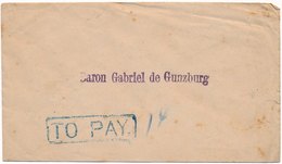 Lettre Chine Shanghai Local Post Griffe To Pay Pour Le Baron De Gunzburg China - Lettres & Documents